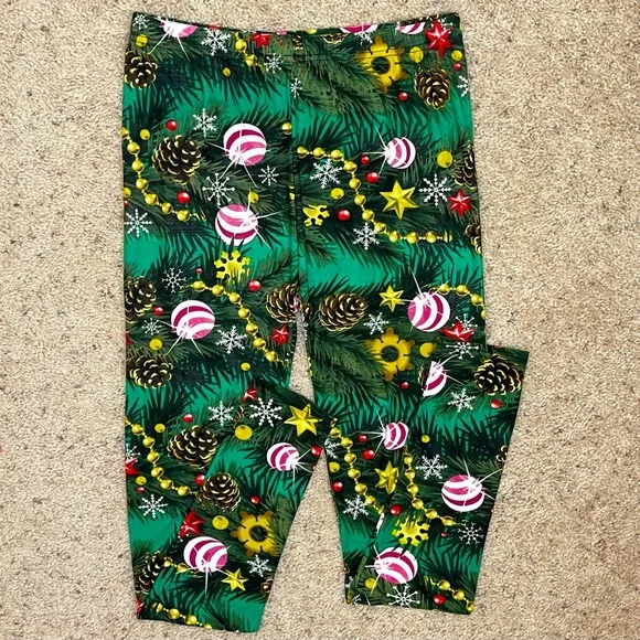 Christmas Tree Holiday Ornaments High Waist Leggings Santa Small / Medium 4 - 10 - Picture 2 of 11